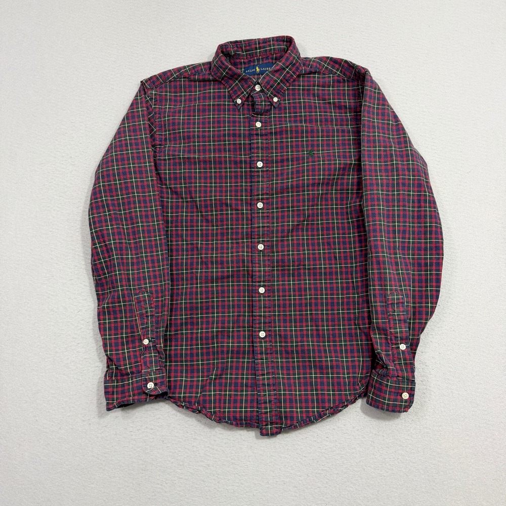 Polo Ralph Lauren Button Down Shirt Large Red Plaid Long Sleeve Pony Logo Cotton